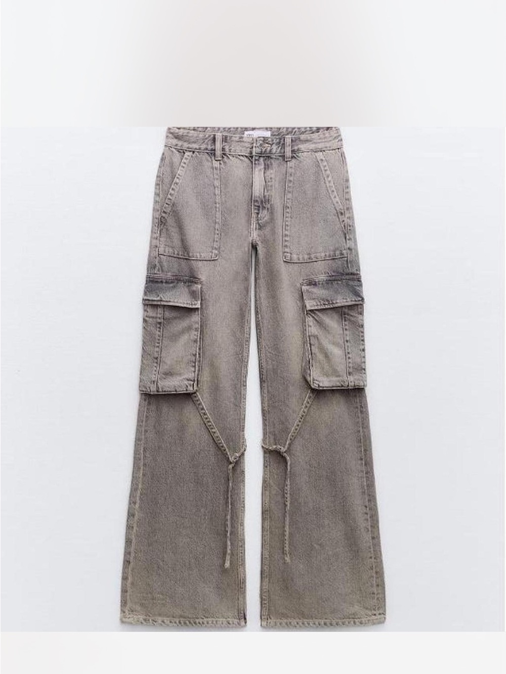 Zara Wide-Leg Cargo Jeans in Washed Gray